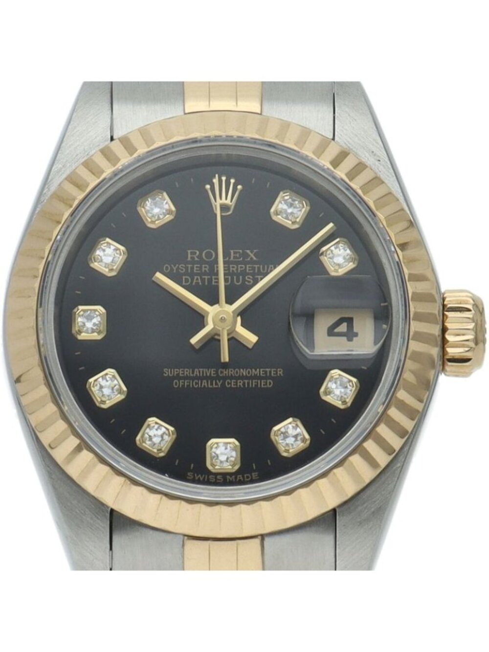 Rolex Datejust Watch Diamond 18k Yellow Gold SS Black